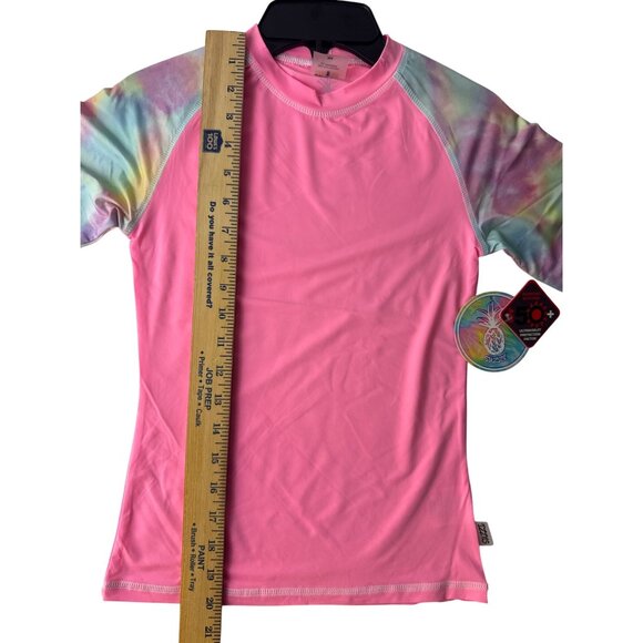 Suzzi NWT Pink Tie Dye Long Sleeve Rash Guard UPF 50+ Swim Shirt M Colorful - Picture 7 of 7
